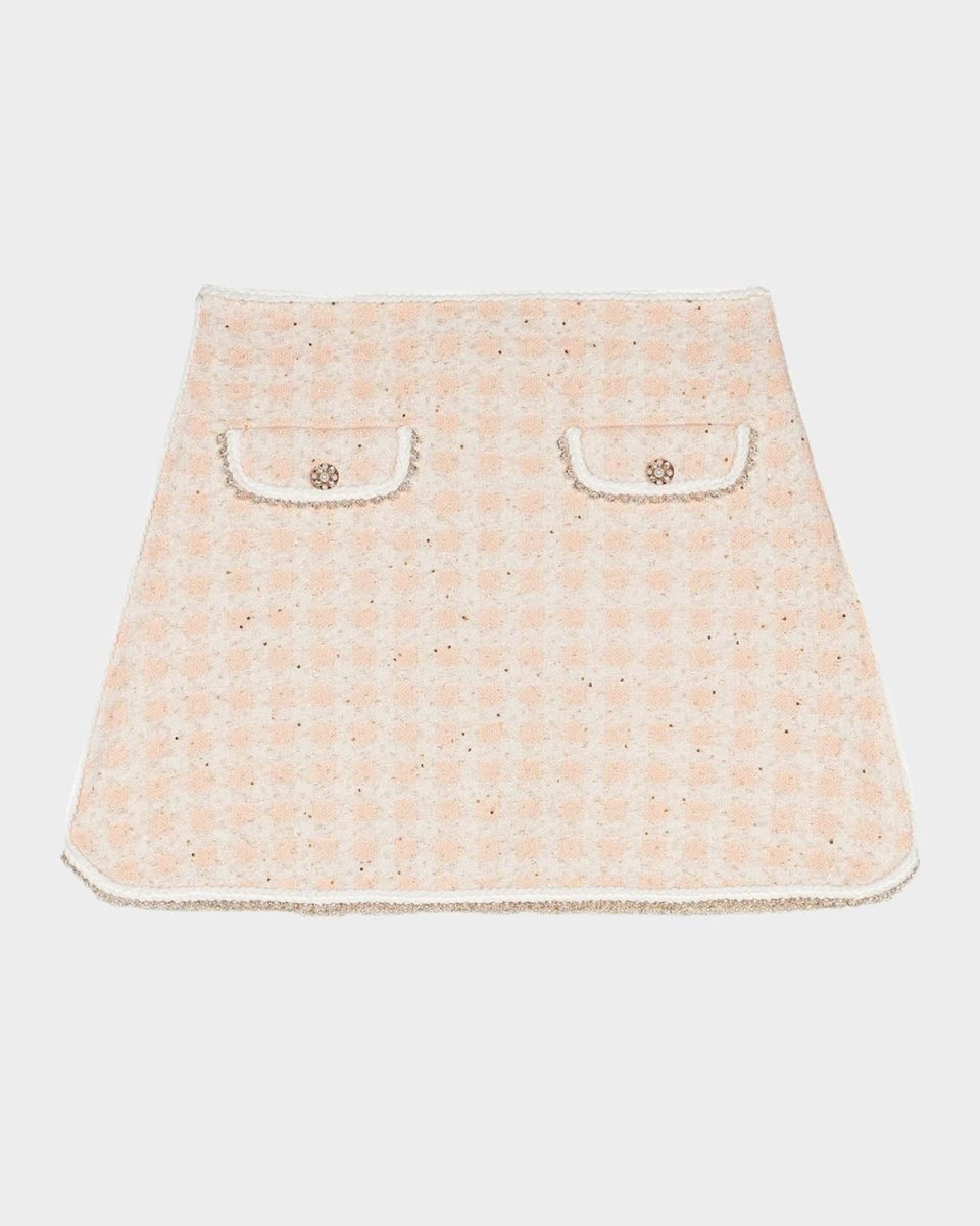 Jartingal Tweed-Effect Checked Knit Mini Skirt